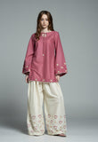 Pink Heart Embroidered Lawn Cotton 3 Pc Set.