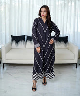 CHARCOAL Co Ord Digital Print 2-Piece Stitched Dress.