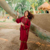 POCKET SEQUENCE Embroidered 2Pc Stitched Dress Premium Linen.