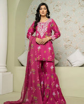 "Elegant Sharara Patch Embroidered Suit 2-Piece Set for Festive Occasions"