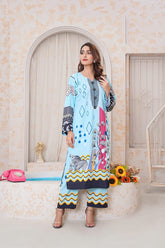 SKY HEAVEN Digital Printed Premium Silk 2Pc Stitched Dress.