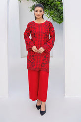 RED RUBY Block Print 2-PIECE Stitched Dress.