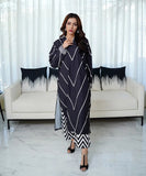 CHARCOAL Co Ord Digital Print 2-Piece Stitched Dress.