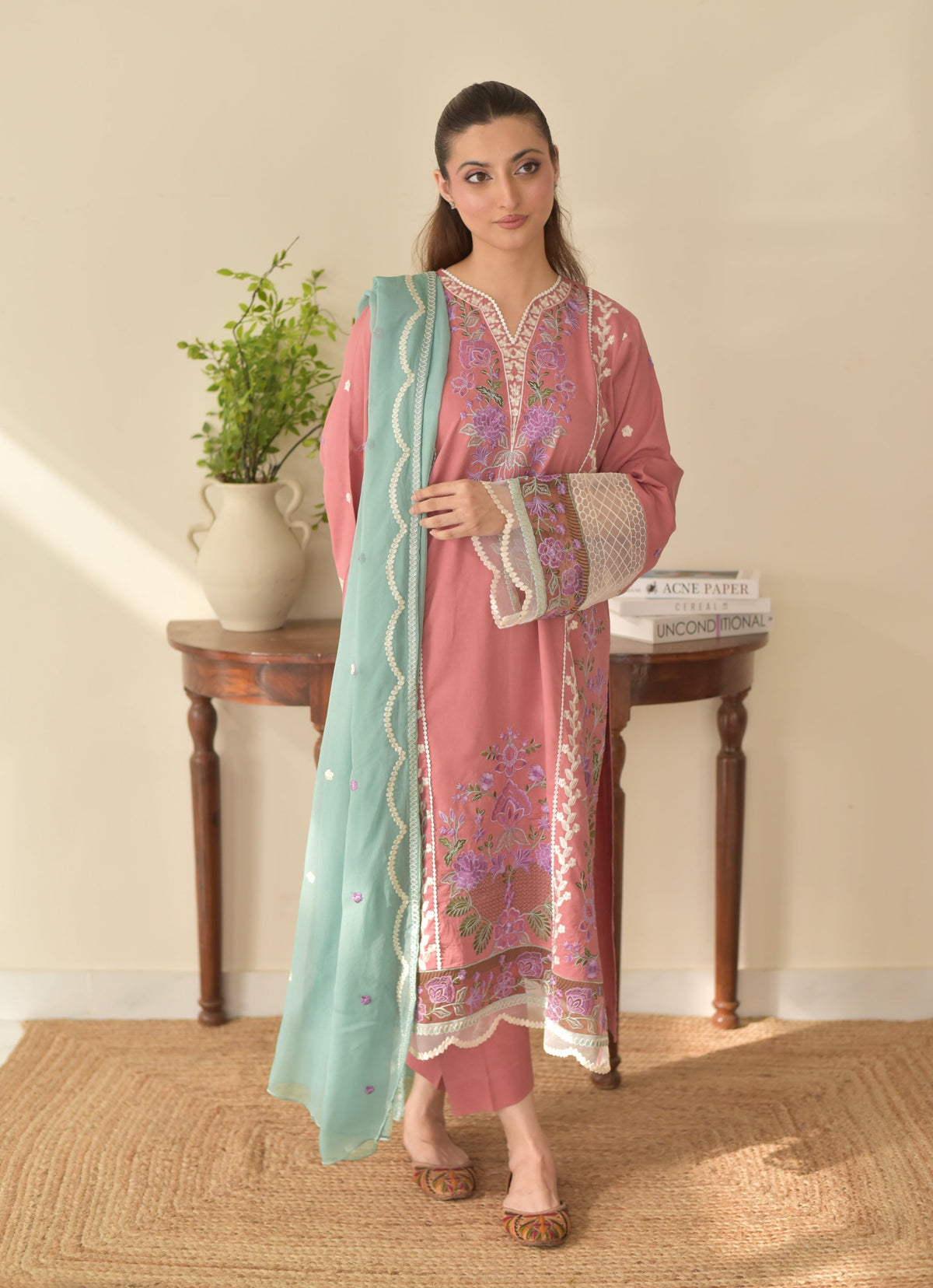 ROSE Set Embroidered 3-PIECE Stitched Dress.