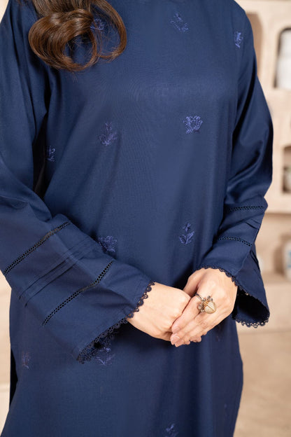 BLUE ARZU EMBROIDERED 3-PIECE WITH SHAWL Stitched Dress.