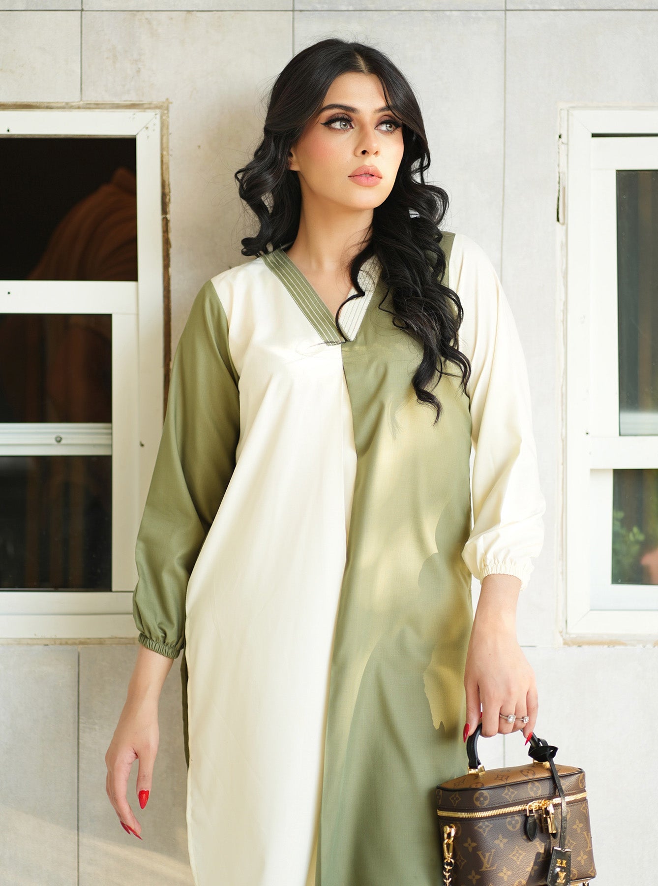 LIME PISTACHIO Co Ord Digital Print 2-Piece Stitched Dress.