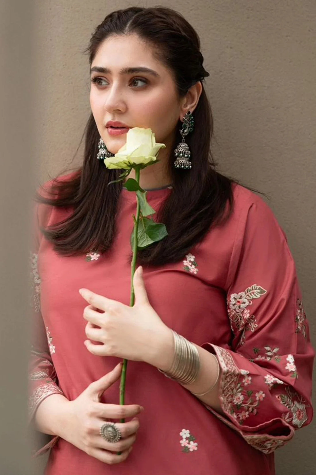 PEACH VILLA EMBROIDERED 2-PIECE Stitched Dress.