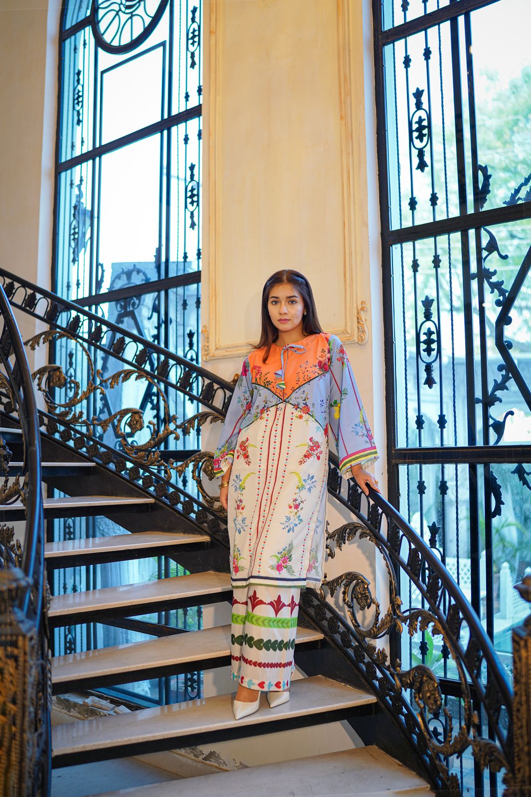 CORNICH Digital Print 2-Piece Stitched Dress.