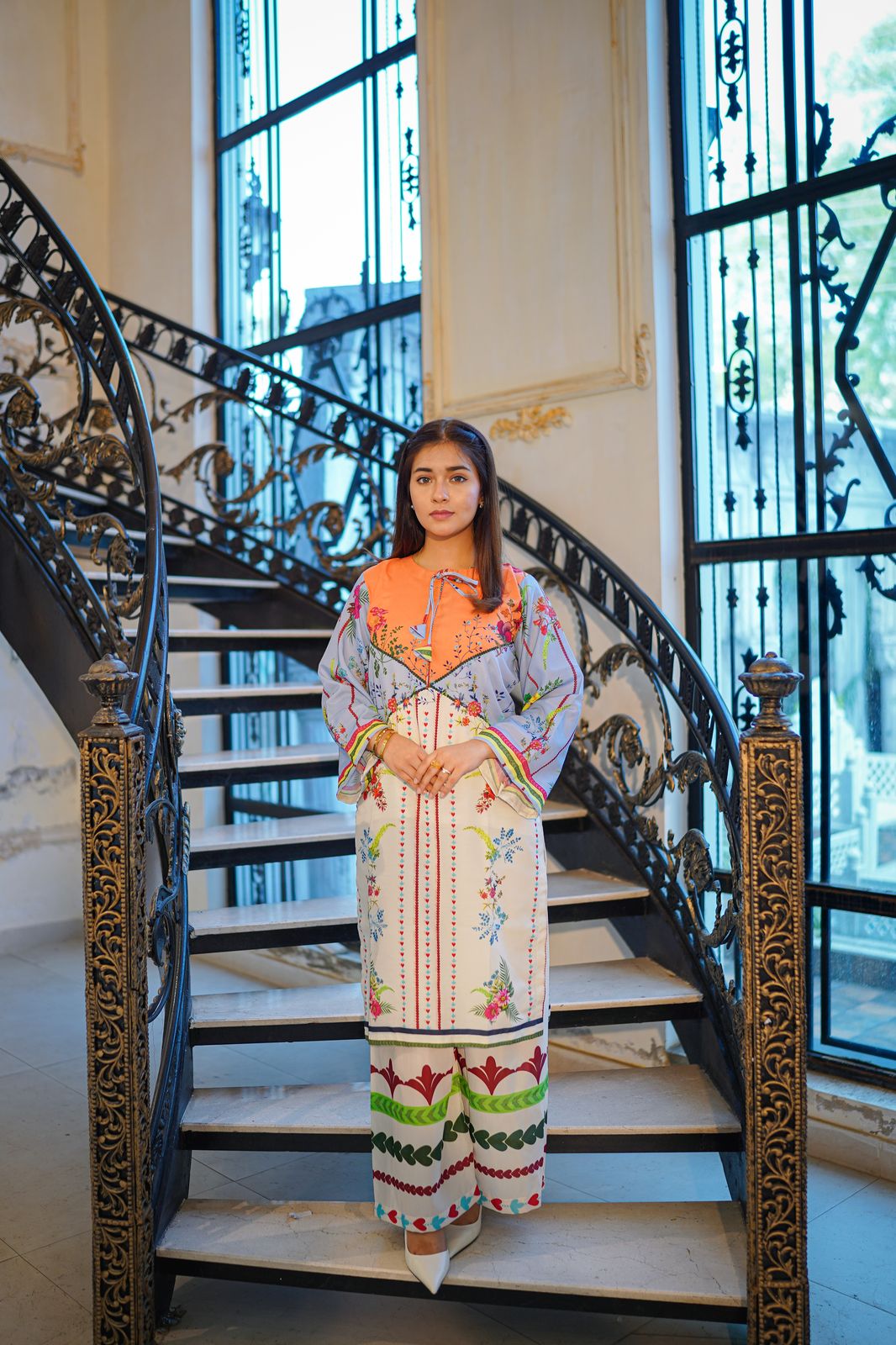 CORNICH Digital Print 2-Piece Stitched Dress.