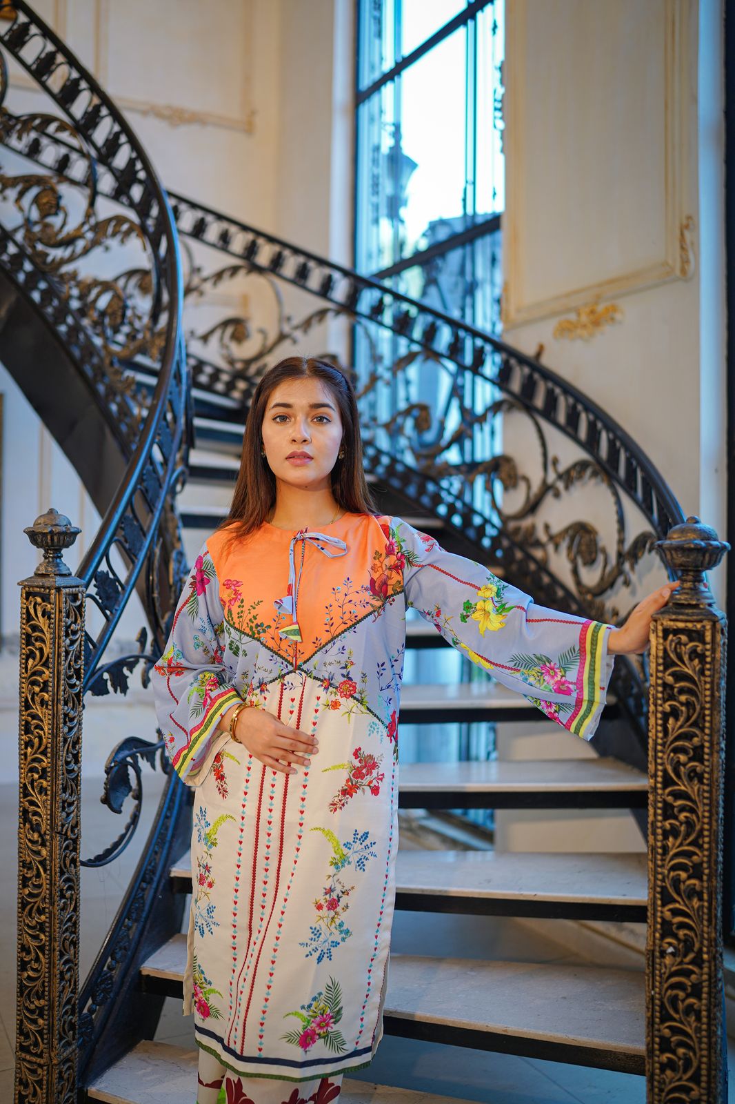 CORNICH Digital Print 2-Piece Stitched Dress.