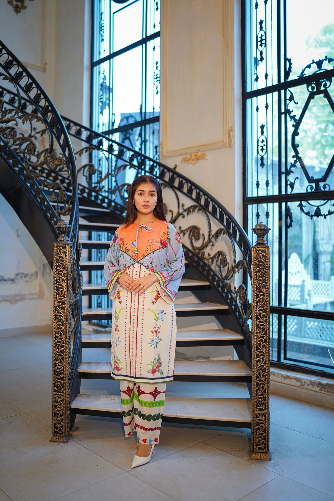 CORNICH Digital Print 2-Piece Stitched Dress.