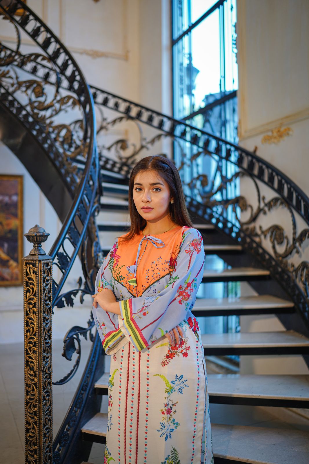 CORNICH Digital Print 2-Piece Stitched Dress.