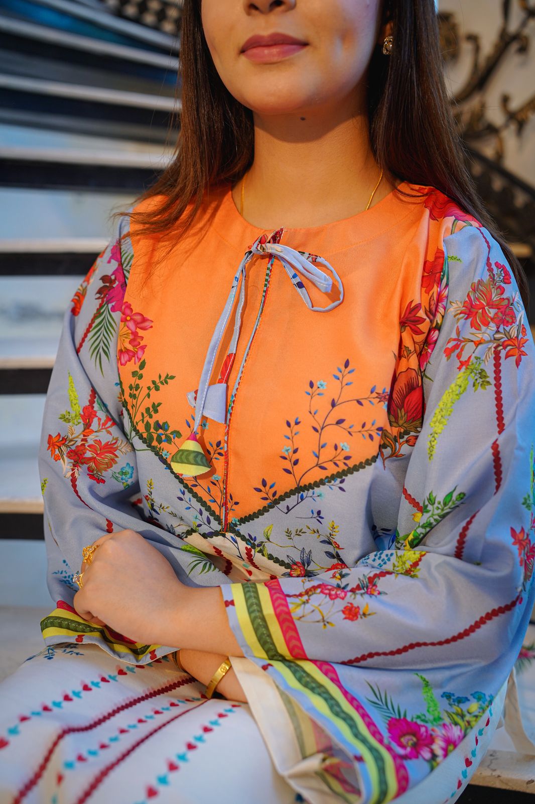 CORNICH Digital Print 2-Piece Stitched Dress.