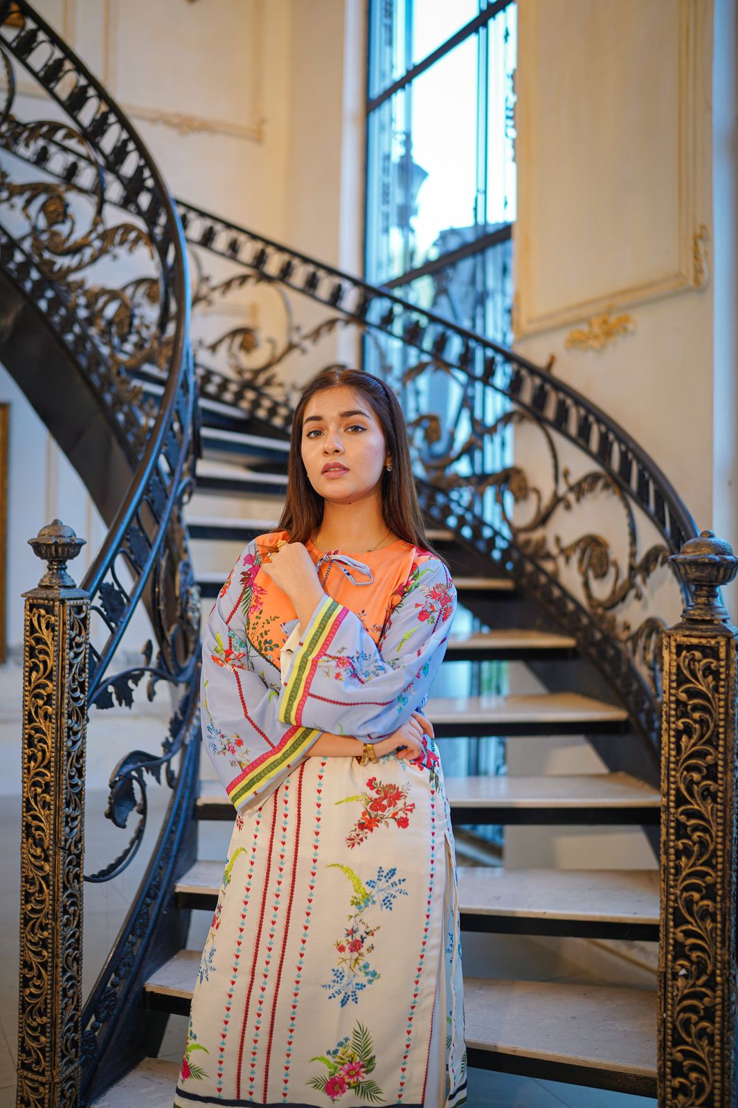 CORNICH Digital Print 2-Piece Stitched Dress.