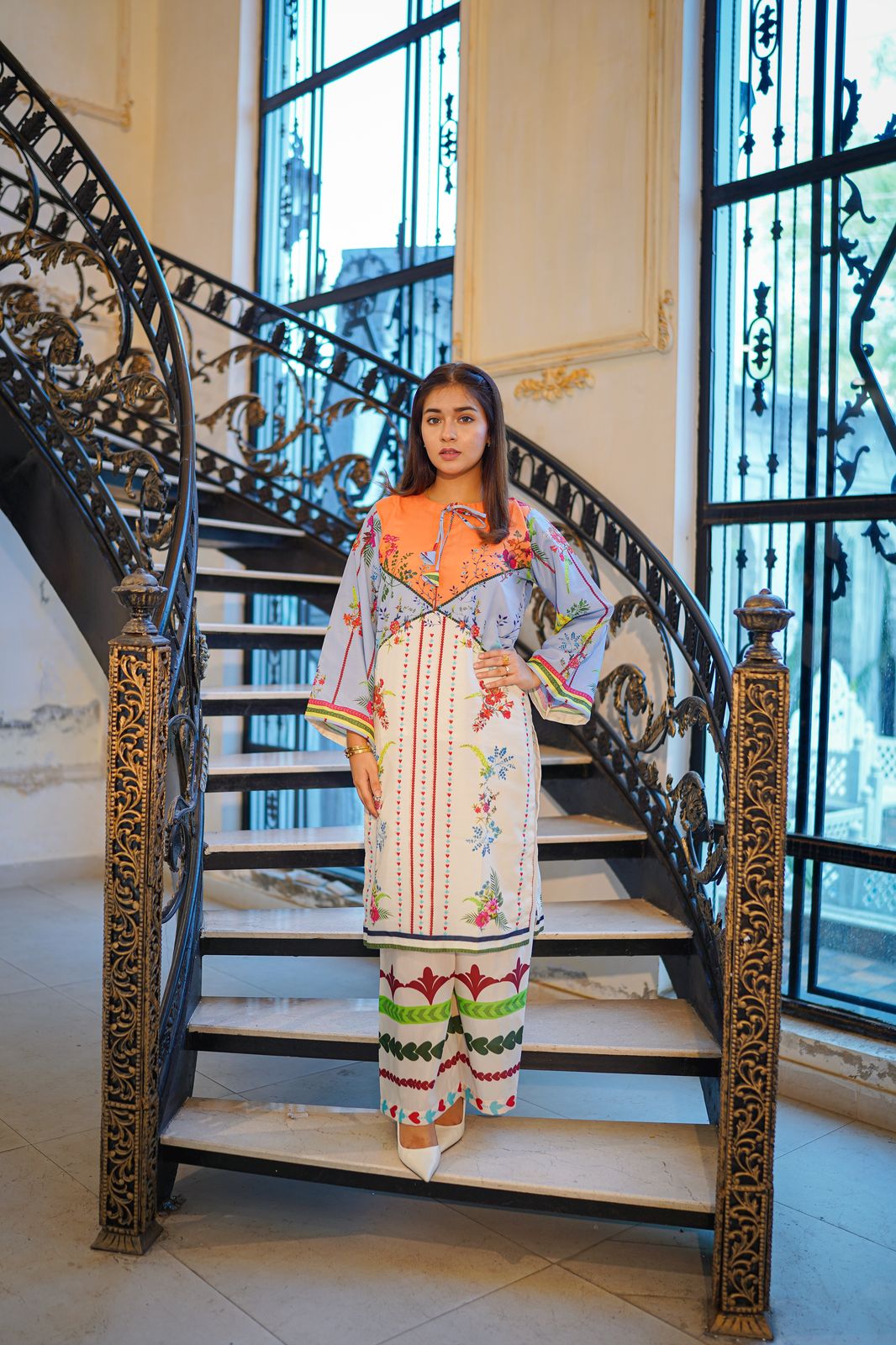 CORNICH Digital Print 2-Piece Stitched Dress.