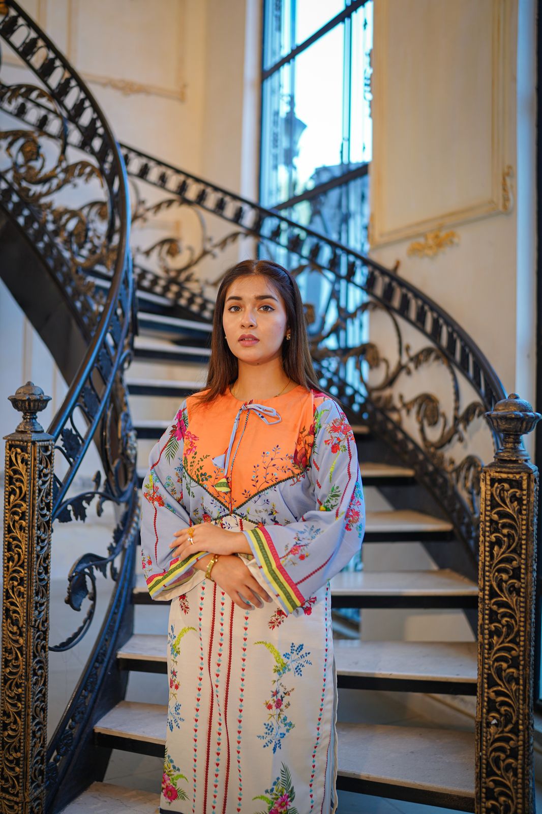 CORNICH Digital Print 2-Piece Stitched Dress.