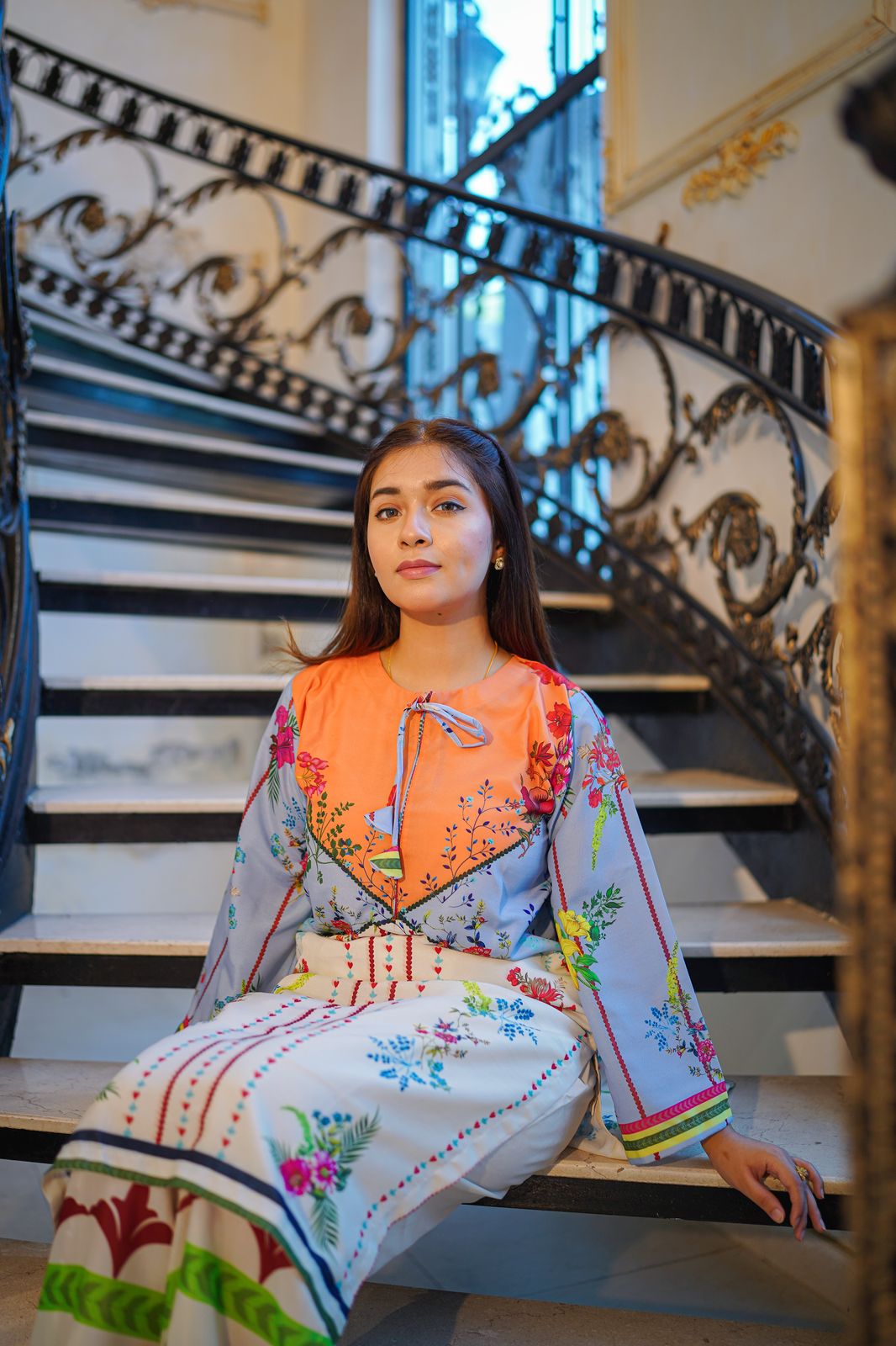 CORNICH Digital Print 2-Piece Stitched Dress.