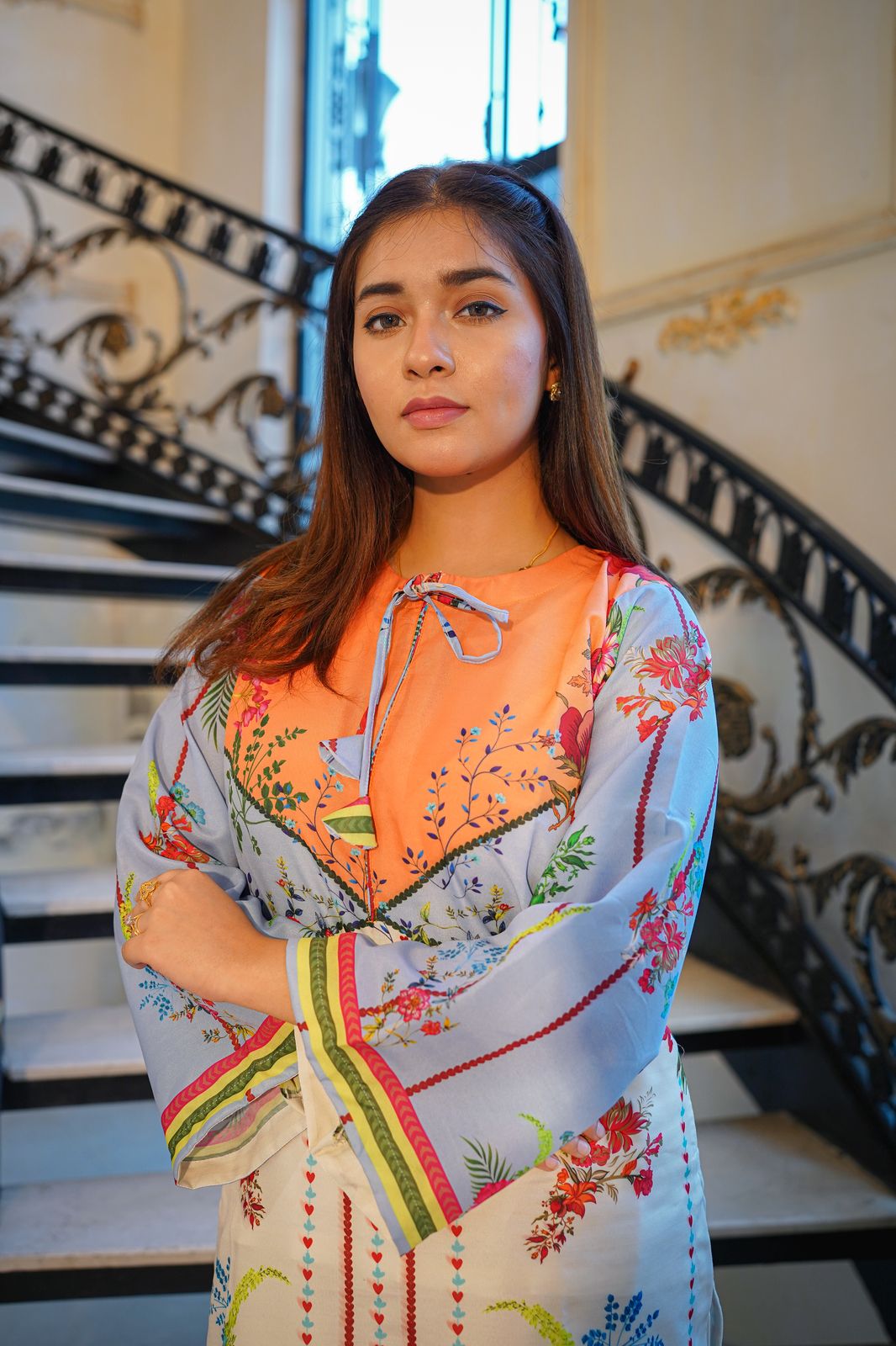 CORNICH Digital Print 2-Piece Stitched Dress.