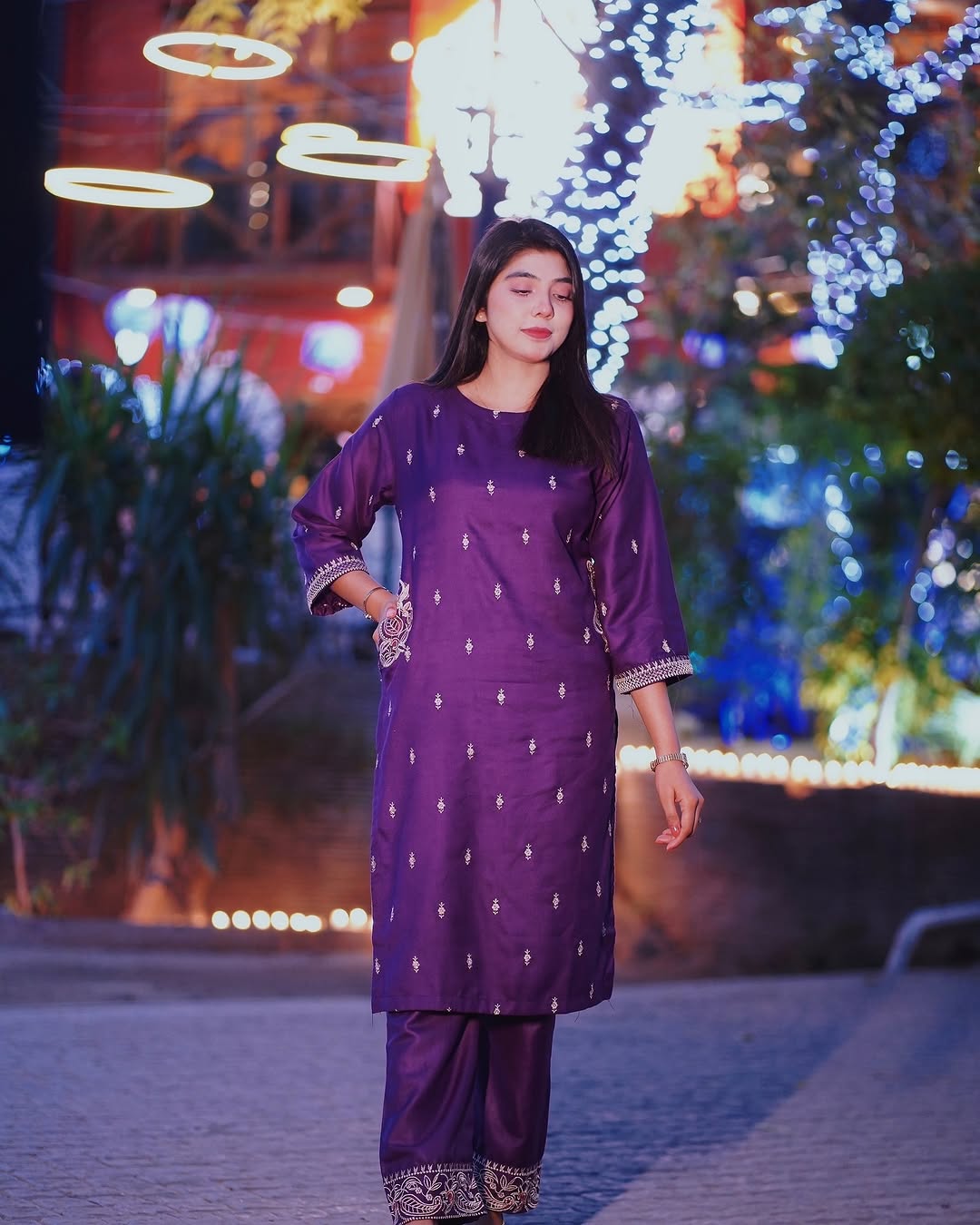 IRIS POCKET Embroidered 2Pc Stitched Dress Premium Linen.
