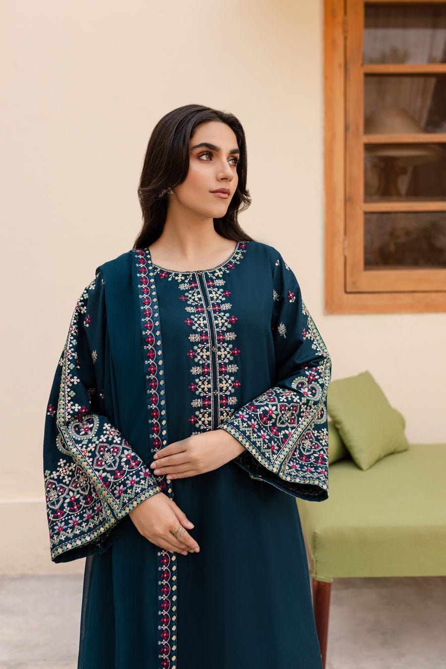 NIHAN EMBROIDERED 3-PIECE Stitched Dress.