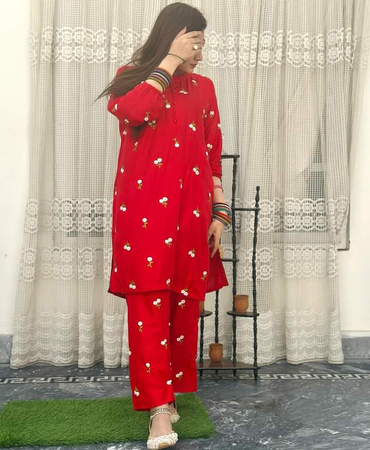 Stunning 2PC Petal Embroidered Dress
